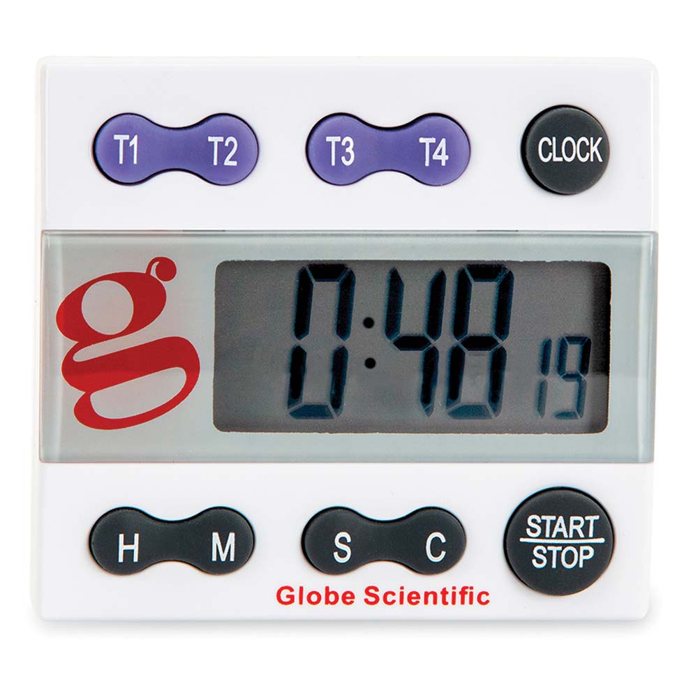 Globe Scientific 4 Channel Count Up-Count Down Timer Timer;Count Down;Count up;Alarm